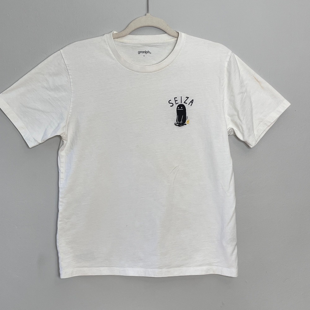 Graniph SEIZA Short Sleeve Tee‎ Shirt White Womens S Japan Artsy Streetwear